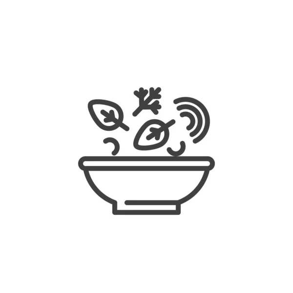 Sopa fresca tigela linha ícone — Vetor de Stock