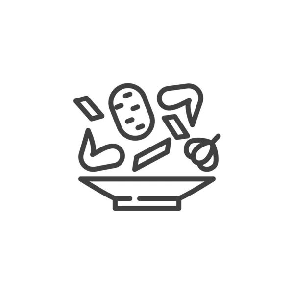 Sopa de frango ingredientes ícone de linha — Vetor de Stock