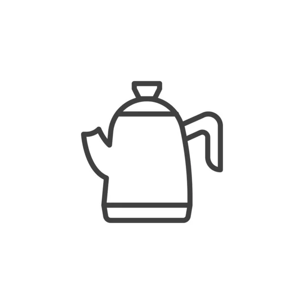 Koffiepot, waterkoker lijn pictogram — Stockvector