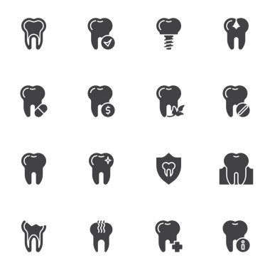 Diş tedavisi vektör simgeleri ayarlandı