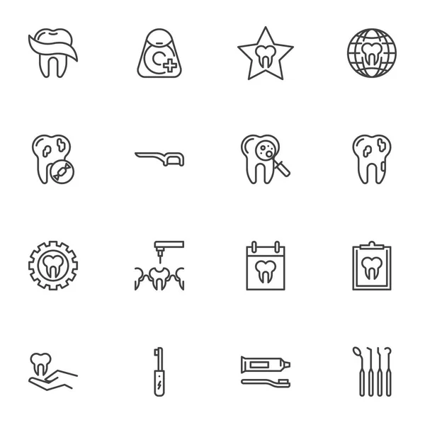 Conjunto de iconos de línea relacionados con la odontología — Vector de stock