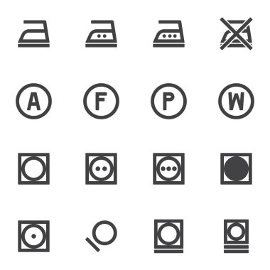 Çamaşır komut vektör simgeleri ayarlandı