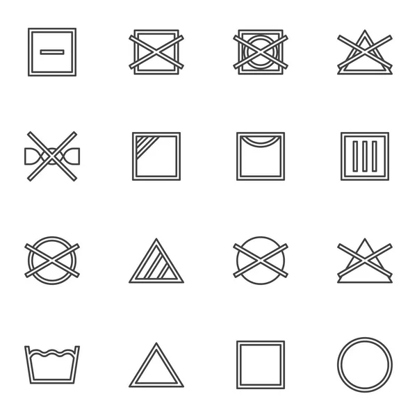 Laundry instruction line icons set — Stock Vector