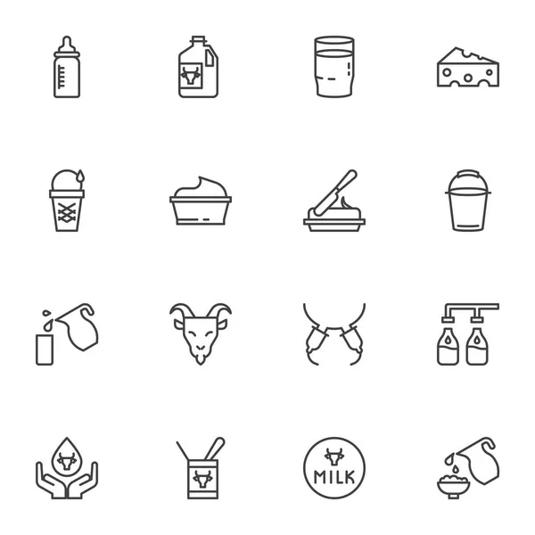 Dairy product line icons set — Stock Vector
