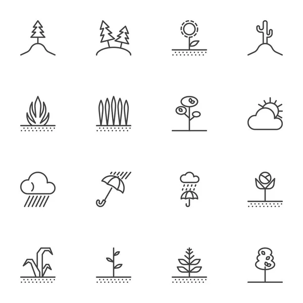 Conjunto de ícones de linha ao ar livre — Vetor de Stock
