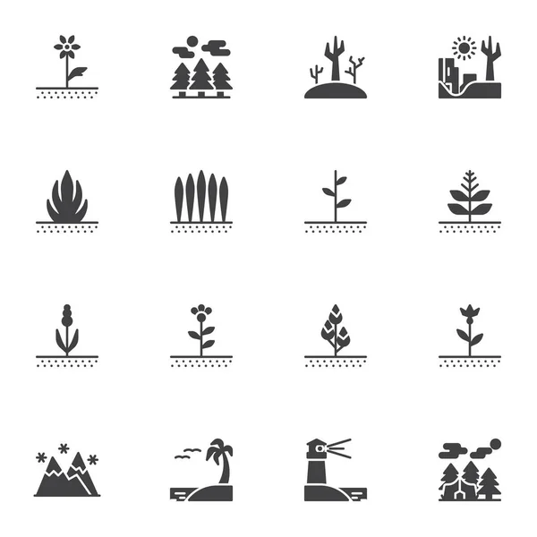 Naturaleza, conjunto de iconos vectoriales al aire libre — Archivo Imágenes Vectoriales