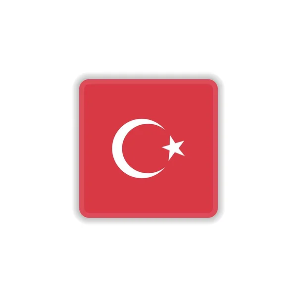 Flaga narodowa Turcji płaska ikona — Wektor stockowy