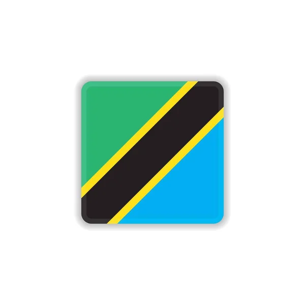 Tanzania national flagga platt ikon — Stock vektor