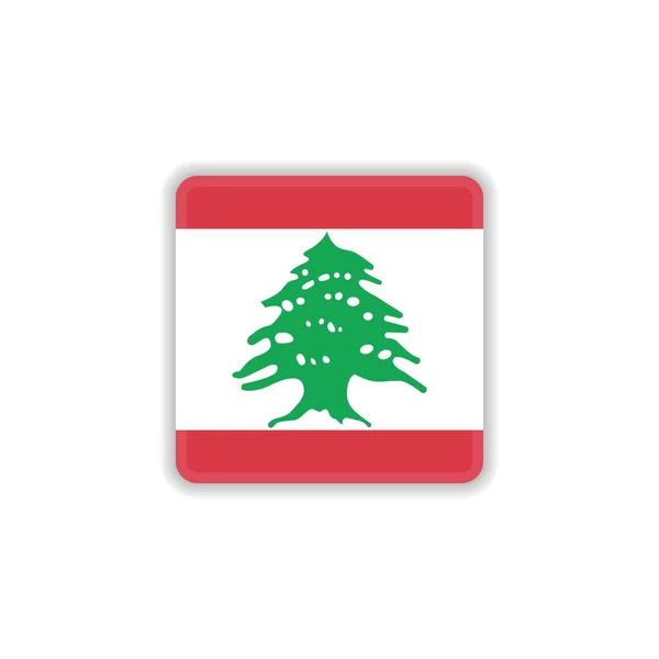 Líbano bandera nacional icono plano — Vector de stock