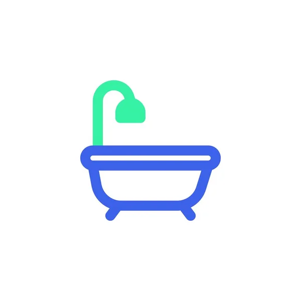 Baignoire avec icône de douche vecteur — Image vectorielle