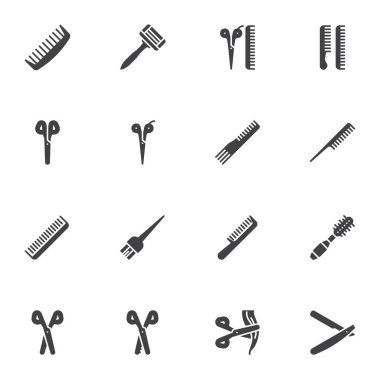 Berber, kuaför aracı vektör simgeleri ayarlandı