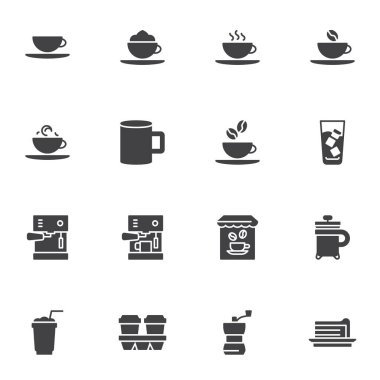 Kahve dükkanı vektör simgeleri ayarlandı