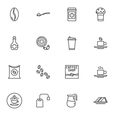 Kahve dükkanı simgeleri ayarlandı