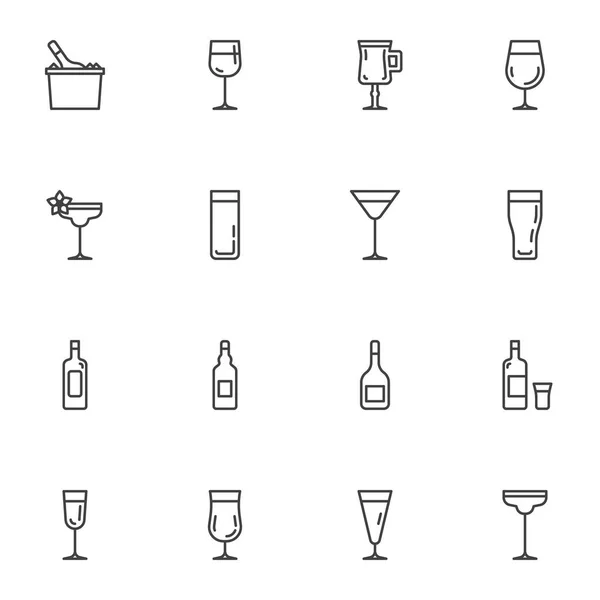 Cocktail bar menu line icons set — Stock Vector