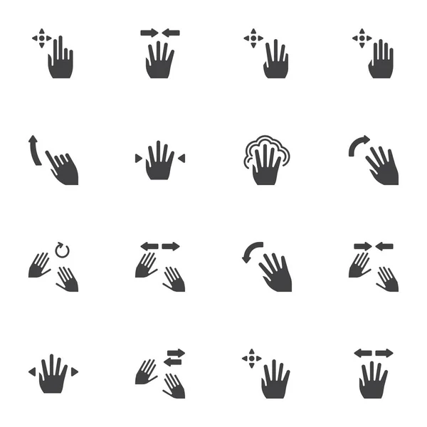 Ruční gesta dotykového displeje nastavena na vektorové ikony — Stockový vektor