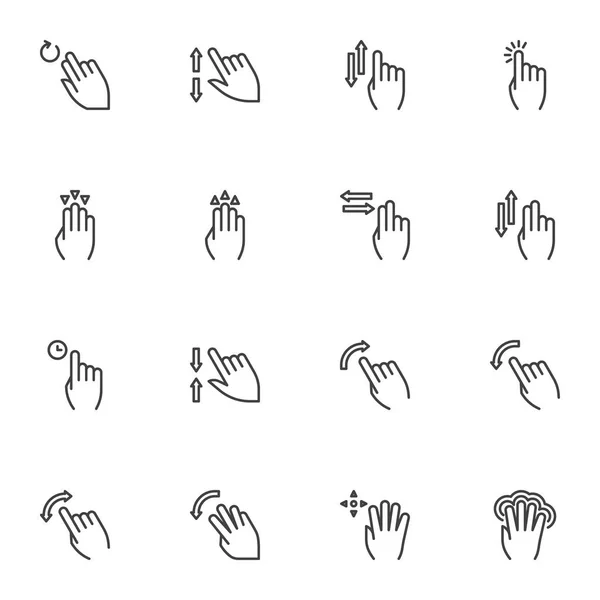 Set di icone della linea gesti Touchpad — Vettoriale Stock