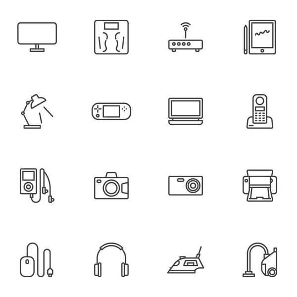 Appareils ménagers ligne icônes ensemble — Image vectorielle
