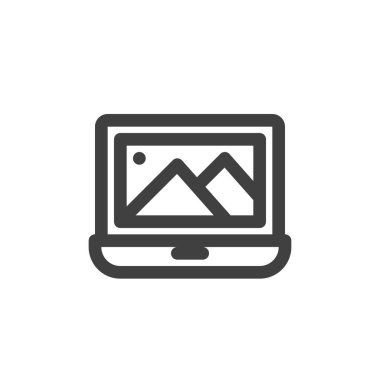 Resim satırı simgesi olan dizüstü bilgisayar ekranı