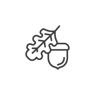 Meşe yaprağı ve meşe palamudu çizgisi simgesi