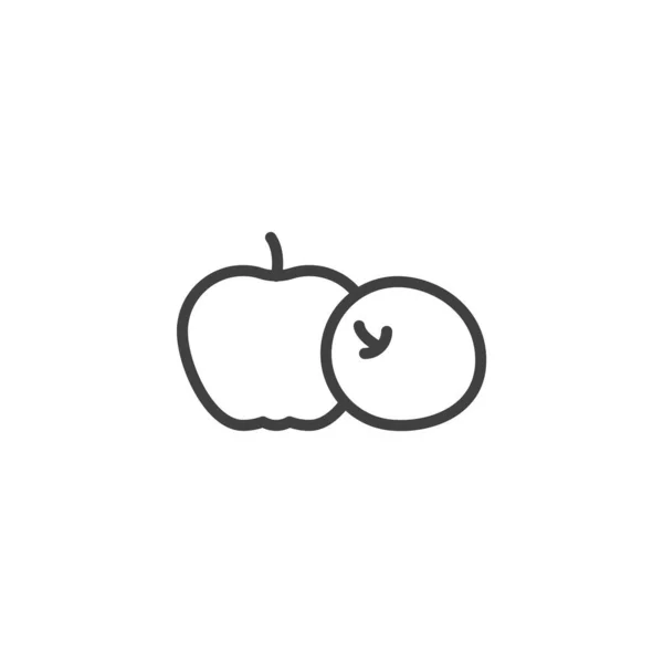 リンゴのフルーツラインアイコン — ストックベクタ