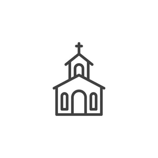 Kyrkan byggnad linje ikon — Stock vektor
