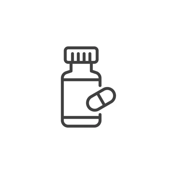 Ikona linky lahvičky lékařské pilulky — Stockový vektor