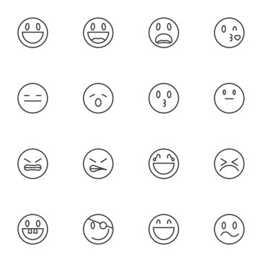 Emoji gülen yüz çizgisi simgeleri ayarlandı