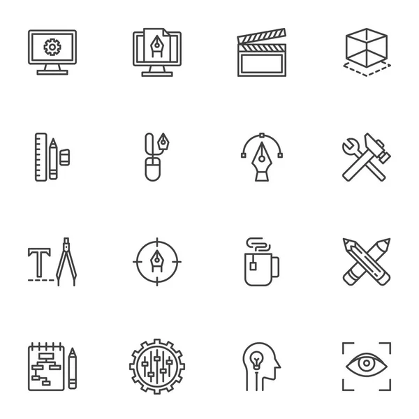 Conjunto de iconos de línea de proceso creativo — Vector de stock