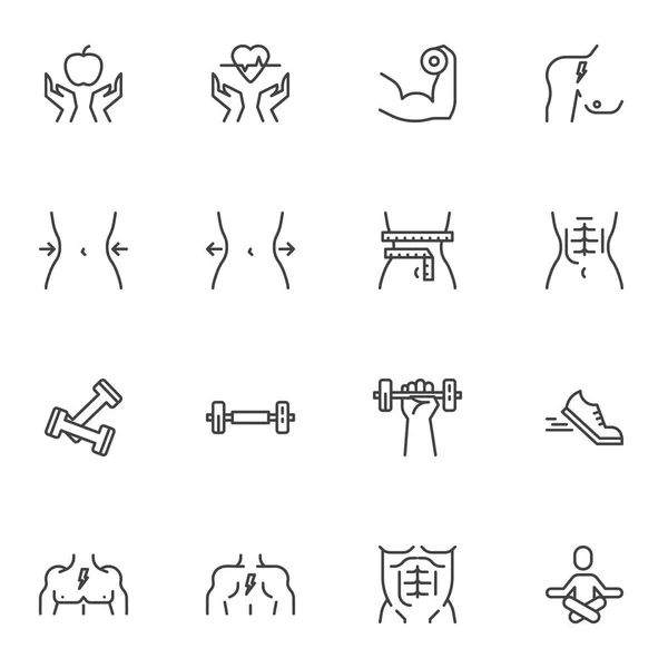 Healthy lifestyle line icons set — Stock Vector