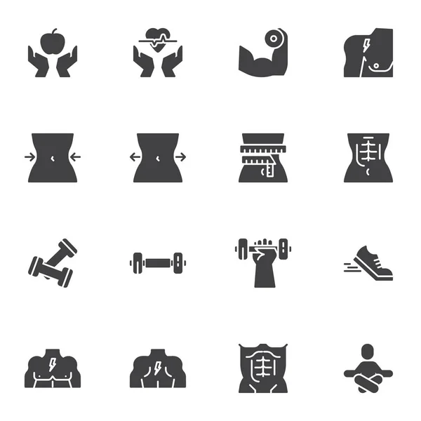 Estilo de vida saludable vector iconos conjunto — Vector de stock