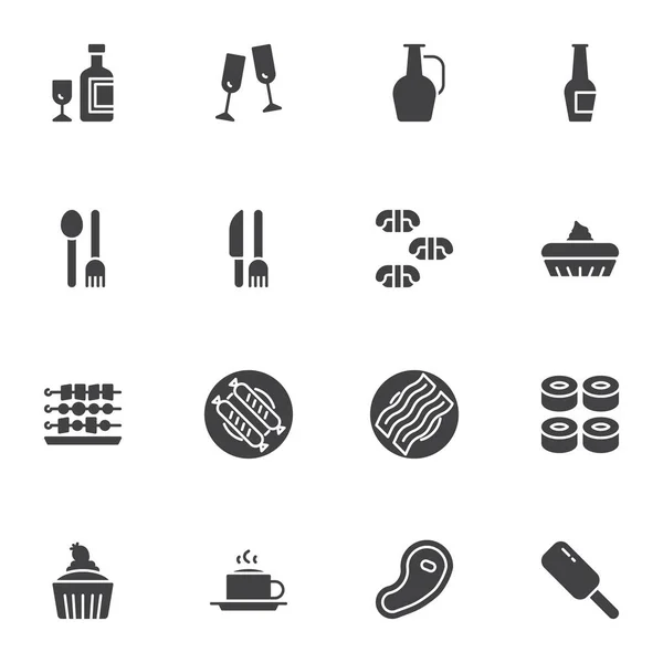 Vektorsymbole für Essen und Trinken gesetzt — Stockvektor