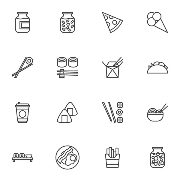 Набір іконок лінії їжі та напоїв — стоковий вектор