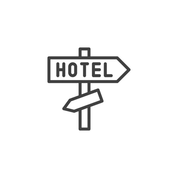 Hotel icono de línea de señalización — Vector de stock