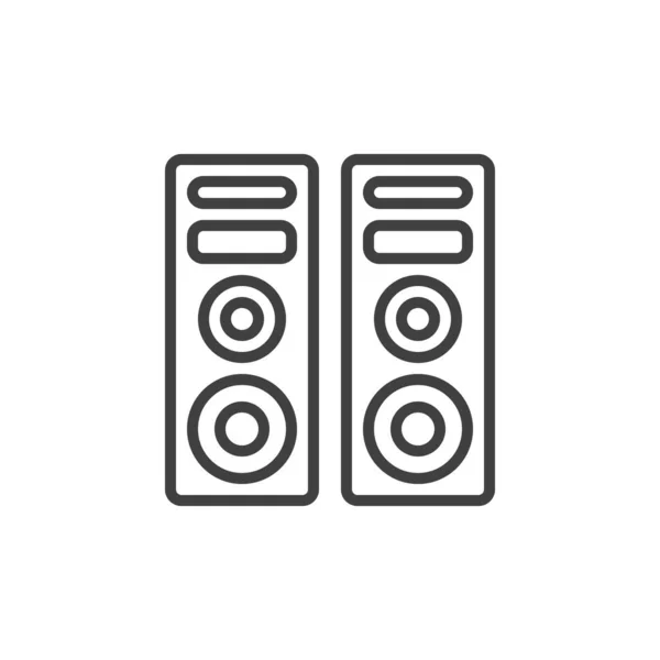 Dos altavoces de audio icono de línea — Vector de stock