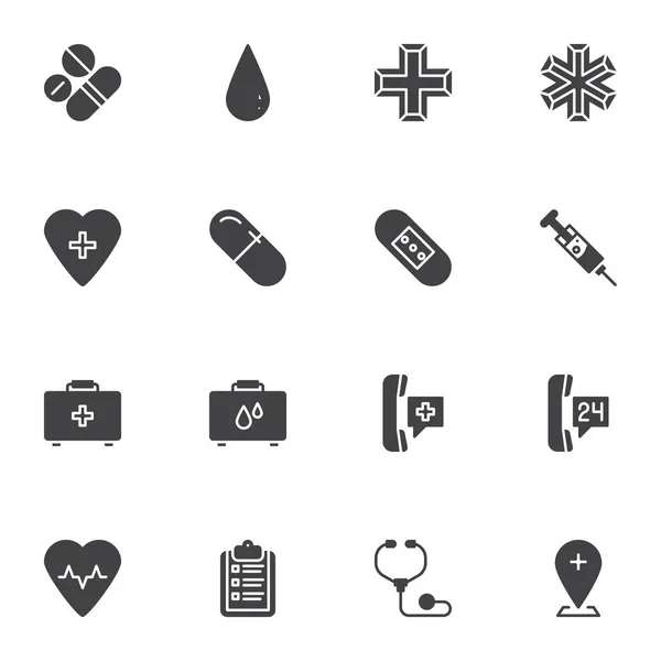 Medical Health Vektor Icons Set Moderne Solide Symbolsammlung Gefüllte Piktogrammpackung — Stockvektor
