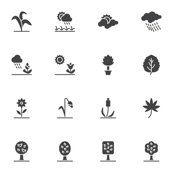 Nature Ensemble Icônes Vectorielles Environnement Collection Symboles Solides Modernes Paquet — Image vectorielle