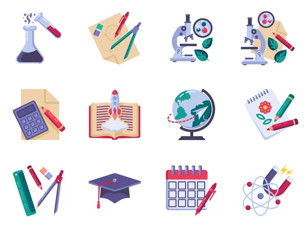 Education and science flat icons set — Stock Vector