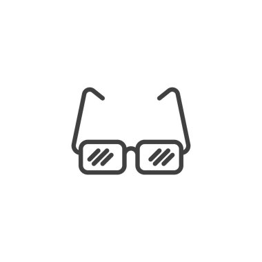Kare gözlük çizgi simgesi