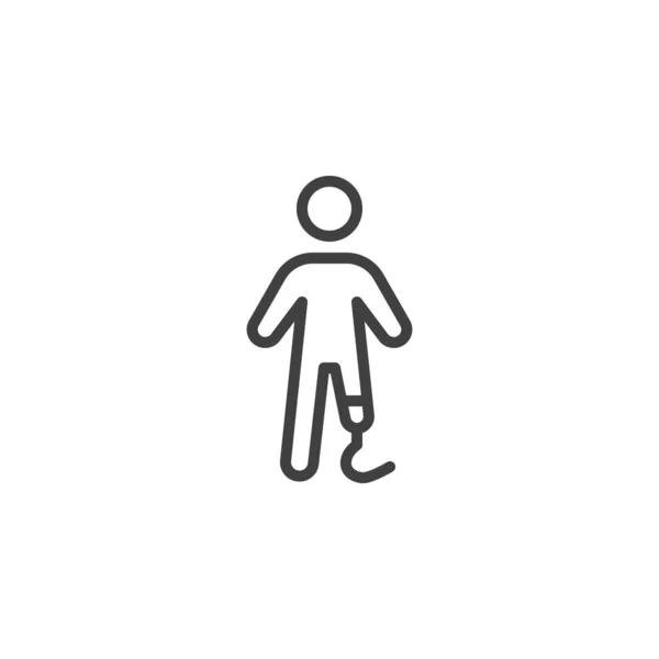 Omul cu pictograma de linie picior proteza — Vector de stoc