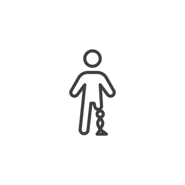Hombre prótesis pierna línea icono — Vector de stock