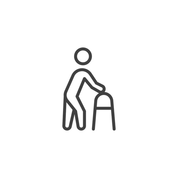 Gehandicapte man lijn pictogram — Stockvector