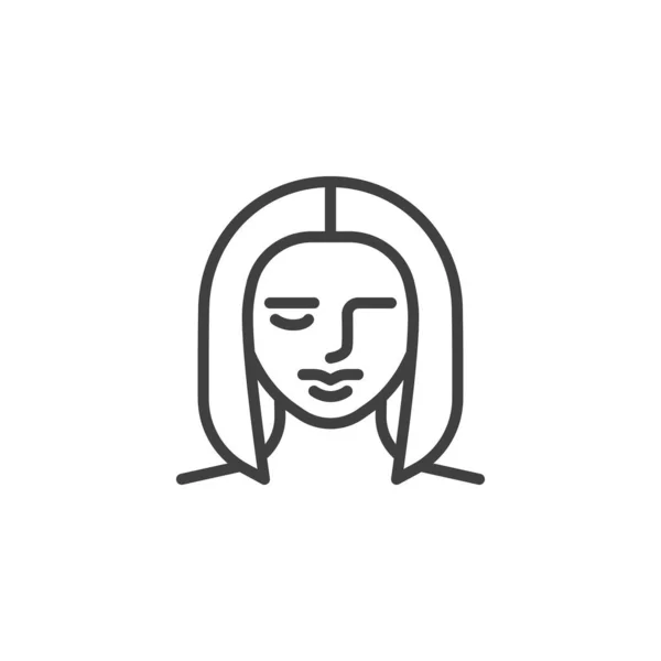 Peinado femenino línea icono — Vector de stock