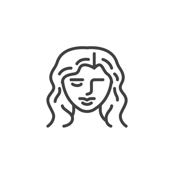 Moda mujer peinado línea icono — Vector de stock
