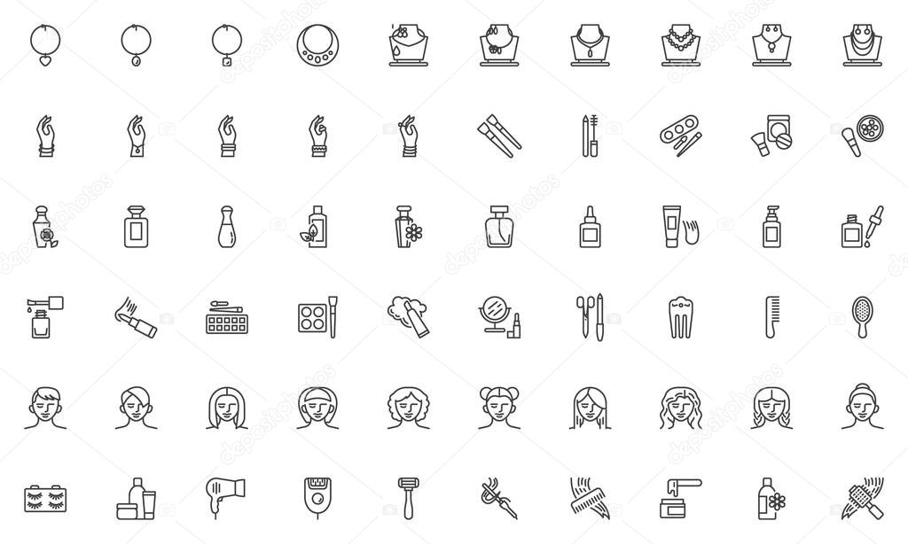 Spa and Beauty line icons set