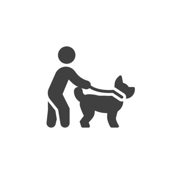 Cego homem com guia cão vetor ícone — Vetor de Stock