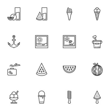 Yaz tatili çizgisi simgeleri