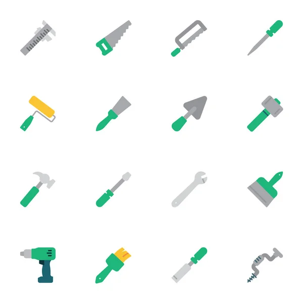 Construction tool flat icons set — Stock Vector