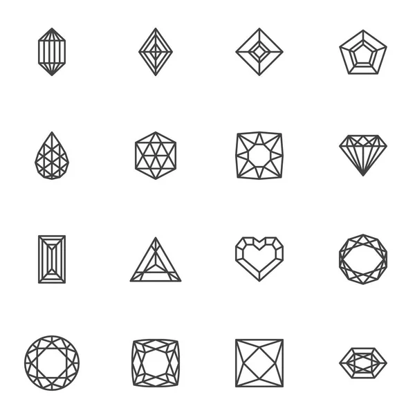 Diamant och ädelstenar linje ikoner som — Stock vektor