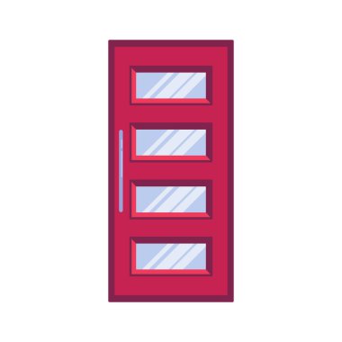 Cam düz ikonlu kırmızı kapı