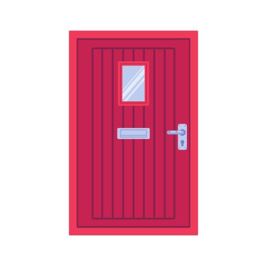 Cam düz ikonlu kırmızı kapı